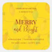Merry & Bright Holiday | Editable Christmas Candle Vierkante Sticker (Voorkant)