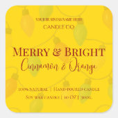 Merry & Bright Holiday | Editable Christmas Candle Vierkante Sticker (Voorkant)