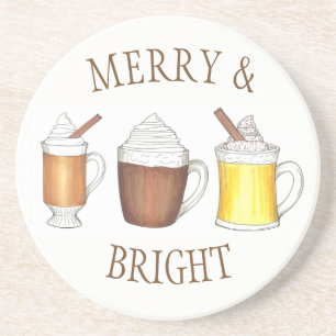 Merry & Bright Holiday Eggnog Cocoa Buttered Rum Zandsteen Onderzetter