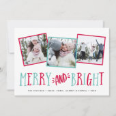 Merry & Bright | Holiday Foto Collage Kaart (Voorkant)