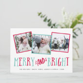 Merry & Bright | Holiday Foto Collage Kaart (Staand voorkant)