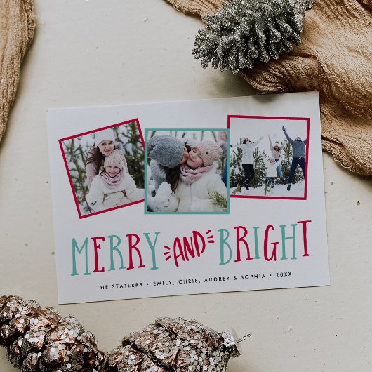 Merry & Bright | Holiday Foto Collage Kaart