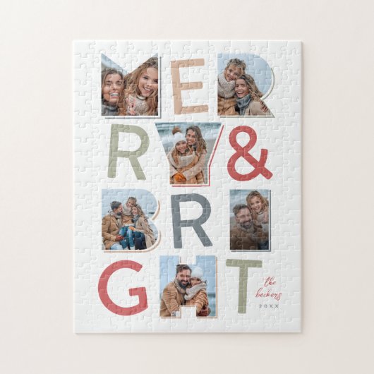 Merry & Bright Holiday Fotocollage Legpuzzel (Verticaal)