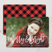 Merry & Bright Holiday-fotokaart Feestdagenkaart (Voorkant / Achterkant)
