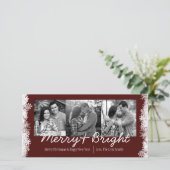 Merry & Bright Holiday Snowflake-fotokaart Feestdagenkaart (Staand voorkant)