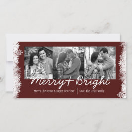 Merry & Bright Holiday Snowflake-fotokaart Feestdagenkaart