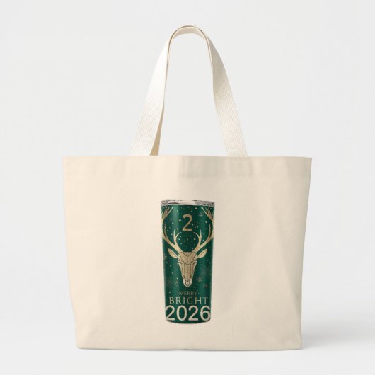 Merry Bright Holiday Tumbler – 2026 Edition Grote Tote Bag (Voorkant)