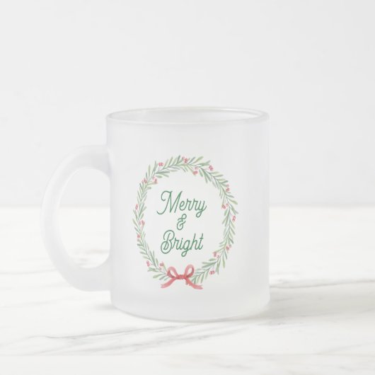 Merry & Bright Holiday Wreath Matglas Koffiemok (Links)