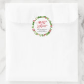 Merry & Bright Holiday Wreath-script Ronde Sticker (Tas)