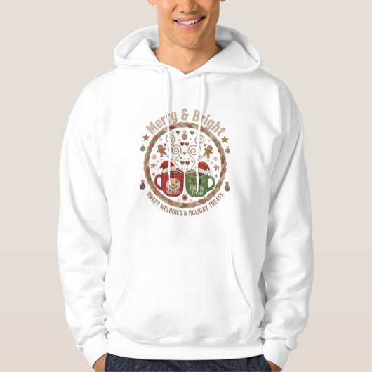 Merry & Bright Hot Cocoa Christmas Mug Design Hoodie (Voorkant)