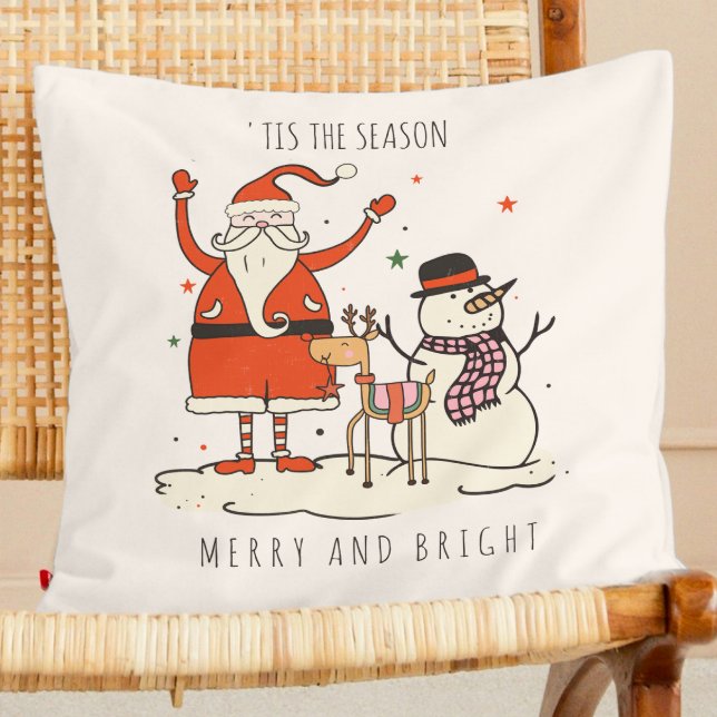 Merry Bright Hygge Kerstman Kerst Dekkussen Kussen (Creator heeft geüpload)