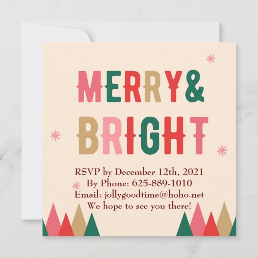 Merry & Bright Invitation Kaart (Achterkant)