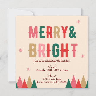 Merry & Bright Invitation Kaart