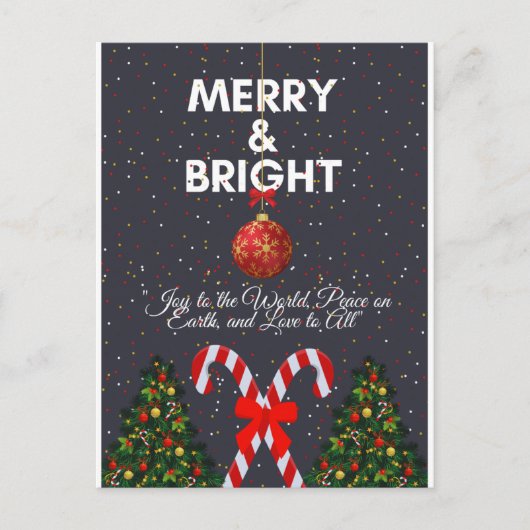 Merry & Bright Joyful Christmas Kaart (Voorkant)