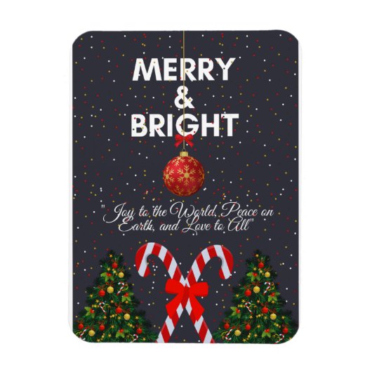 Merry & Bright Joyful Christmas Kaart Magneet (Verticaal)