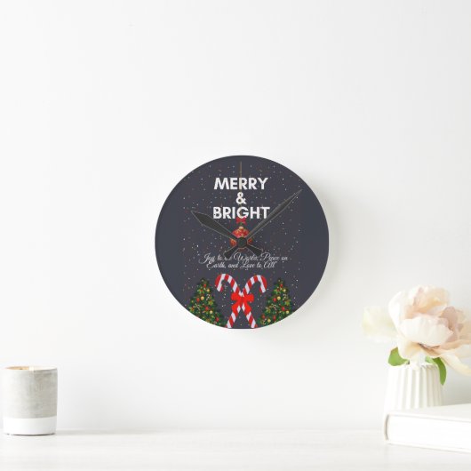 Merry & Bright Joyful Christmas Kaart Ronde Klok (Huis)