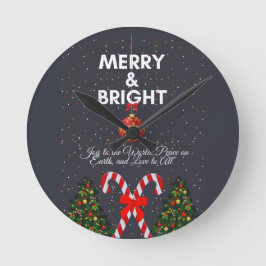 Merry & Bright Joyful Christmas Kaart Ronde Klok