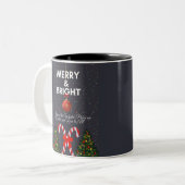 Merry & Bright Joyful Christmas Kaart Tweekleurige Koffiemok (Voorkant links)