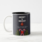 Merry & Bright Joyful Christmas Kaart Tweekleurige Koffiemok (Links)