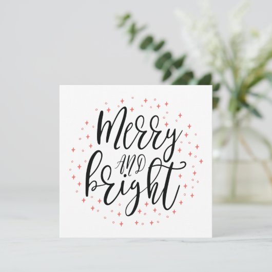 Merry & Bright | Kaart kerstfeestdag (Staand voorkant)