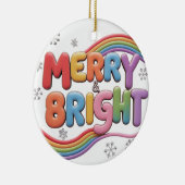 Merry & Bright Keramische Cirkel Ornament (Rechts)