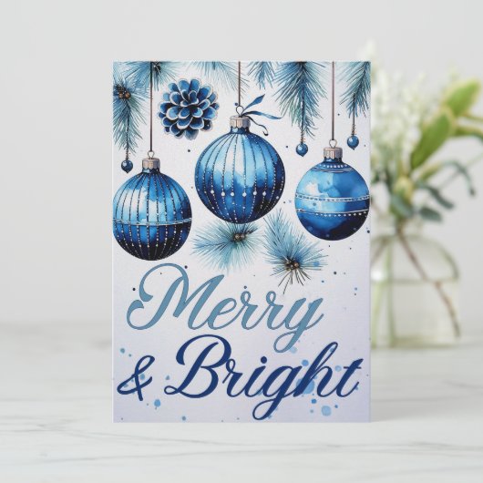 "Merry & Bright" Kerst Kaarten Set (Staand voorkant)