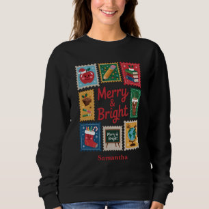 Merry & Bright Kerst Leraar Collage Zwart Trui