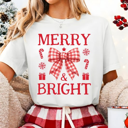 Merry & Bright Kerst Rode Gingham Strikdas Tri-Blend Shirt