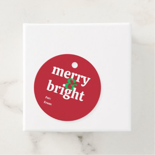 "Merry & Bright" Kerst vakantie cadeau Label (In situ)