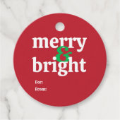 "Merry & Bright" Kerst vakantie cadeau Label (Voorkant)