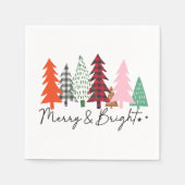 Merry & Bright kerstbomen Napkins Servet (Voorkant)