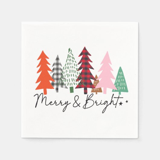 Merry & Bright kerstbomen Napkins Servet (Voorkant)