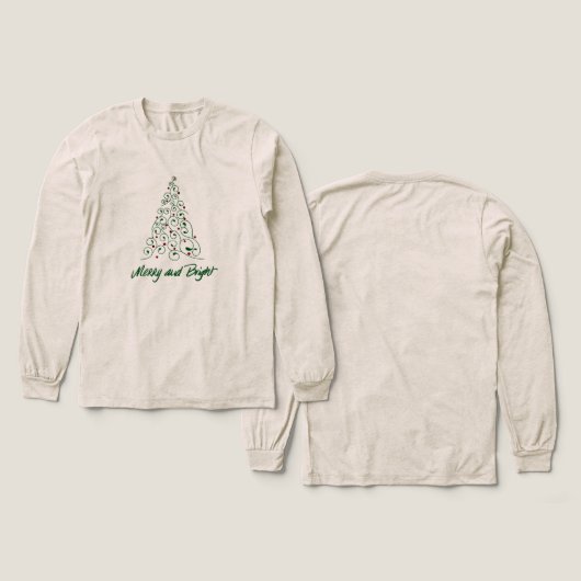 Merry & Bright Kerstboom T-shirt (Voorkant /achterkant)