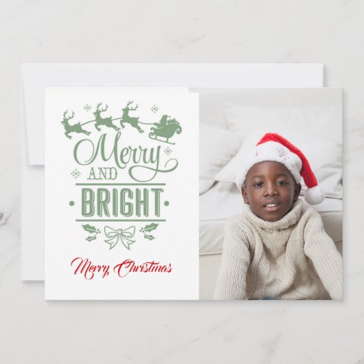 Merry & Bright/kerstcitaat/2-zijdig/wit Feestdagenkaart (Voorkant)