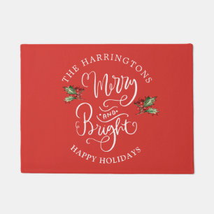 Merry Bright kerstfamilienaam Doormat Deurmat