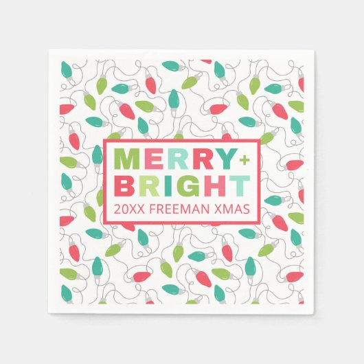 Merry + Bright Kerstfeest servetten (Voorkant)