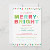 Merry + Bright kerstfeest uitnodiging (Voorkant)