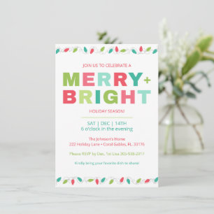 Merry + Bright kerstfeest uitnodiging