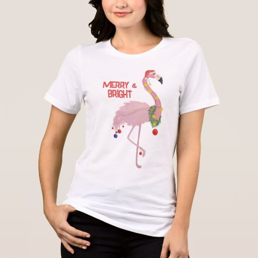 Merry & Bright Kerstfeestjes Tri-Blend Shirt (Voorkant)