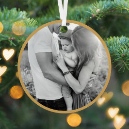 Merry + Bright | kerstfoto van Ocher Gold Metalen Ornament