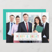 Merry & Bright kerstfotokaart Business Feestdagenkaart (Voorkant / Achterkant)