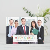 Merry & Bright kerstfotokaart Business Feestdagenkaart (Staand voorkant)