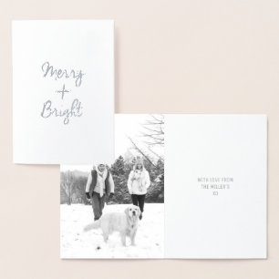 Merry + Bright kerstKaart   Real Silver Foil Folie Kaarten