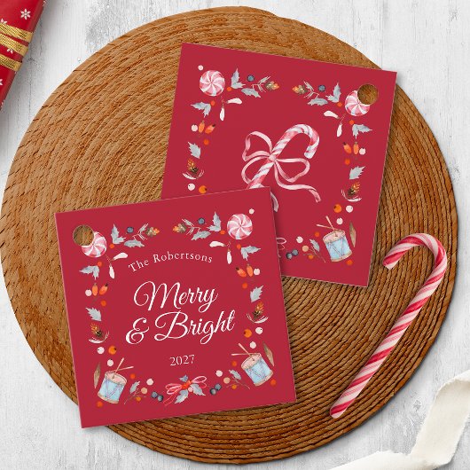 Merry & Bright Kerstmis Bedankjes Labels