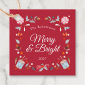 Merry & Bright Kerstmis Bedankjes Labels (Voorkant)
