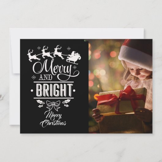 Merry & Bright/Kerstmis Gezegde/2-sided/Snowflakes Feestdagenkaart (Voorkant)