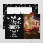 Merry & Bright/Kerstmis Gezegde/2-sided/Snowflakes Feestdagenkaart (Voorkant / Achterkant)