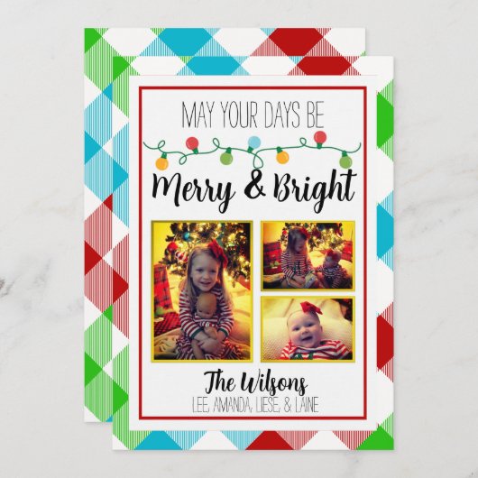 Merry & Bright Kerstmis Light-Kaart voor kerstmis Aankondiging (Voorkant / Achterkant)