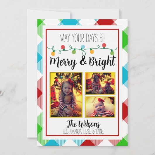 Merry & Bright Kerstmis Light-Kaart voor kerstmis Aankondiging (Voorkant)