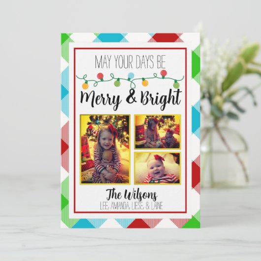 Merry & Bright Kerstmis Light-Kaart voor kerstmis Aankondiging (Staand voorkant)